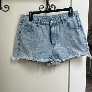 Denim Frayed Hem Women Shorts
